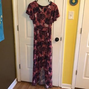 Pink Modcloth X Collectif monstera plant print dress UK size 16, US size 12